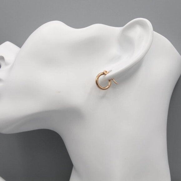 Jewelry earrings hoop hoops 10mm wide thin rose gold tone dainty minimalist new - Picture 5 of 9